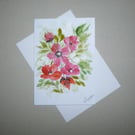 original art hand painted floral blank card ( ref FA 310 D2 )