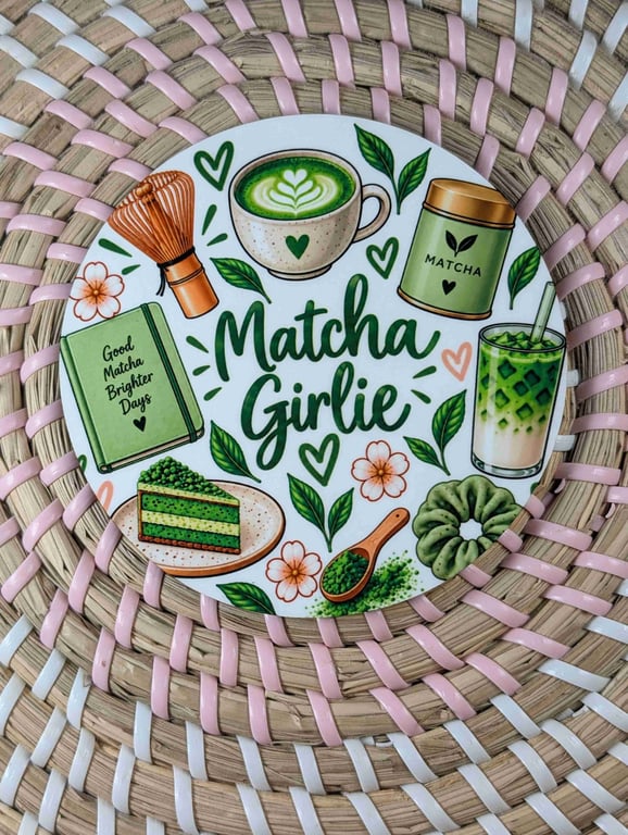 Matcha Girlie Coaster – Matcha Lover Gift – Green Tea Coaster- Handmade