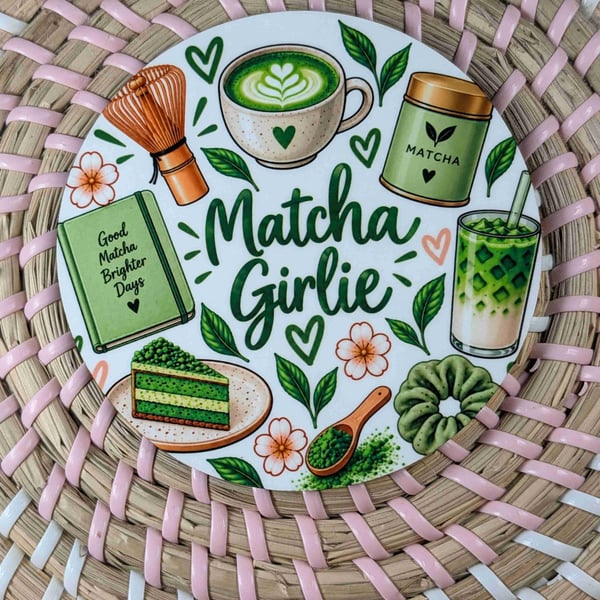 Matcha Girlie Coaster – Matcha Lover Gift – Green Tea Coaster- Handmade