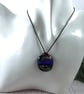 Sparkly Dichroic Glass Abstract Pattern Necklace. Adjustable Length Waxed Cord - Image 5