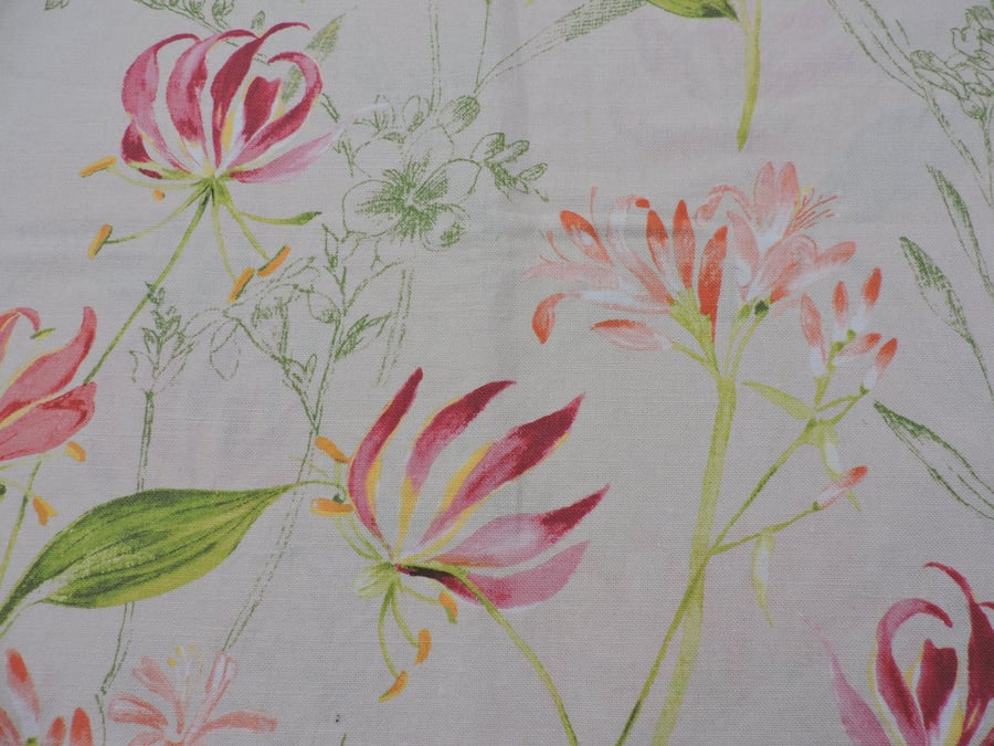 Linen Fabric Remnant Floral