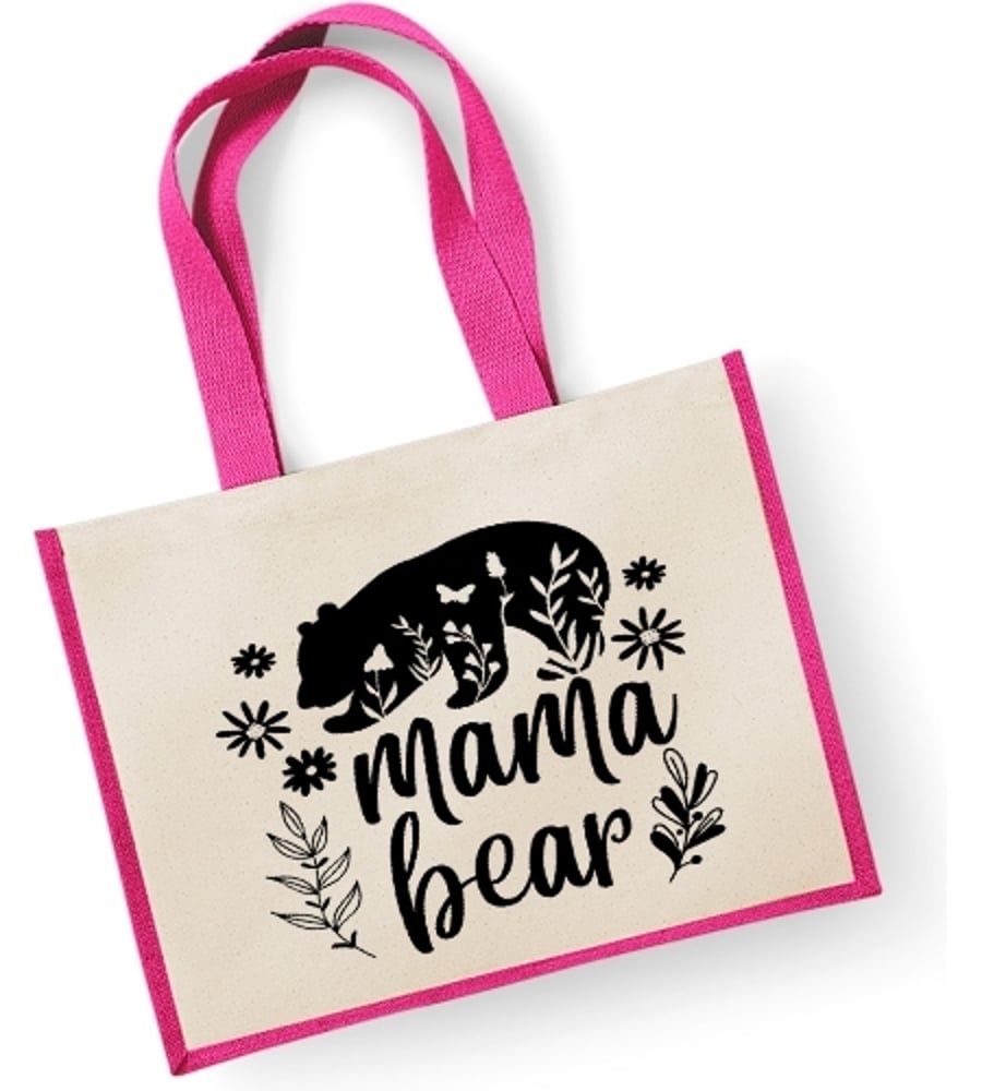 Mama Bear-  Large Jute Shopper Bag - Gift For Mum