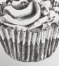 Cupcake original black ink drawing  - Image 3