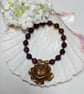 Garnet with Rose Charm Bracelet