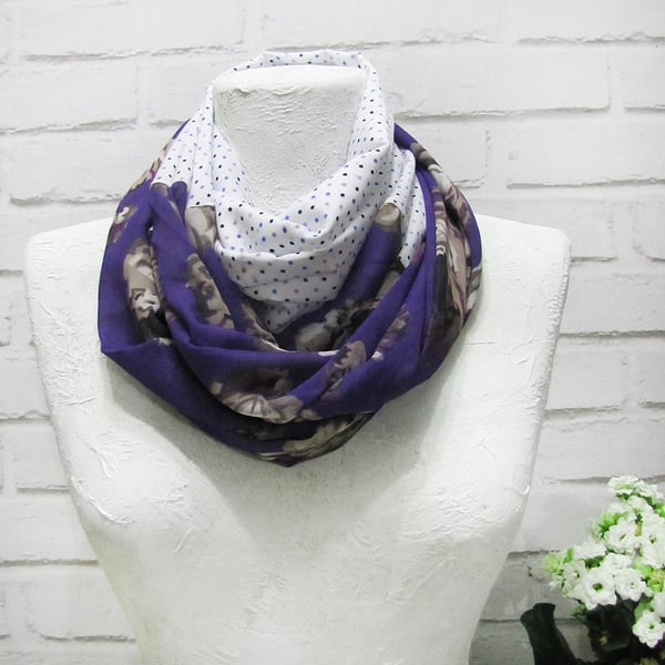 Ethnic flowered pattern spring modern infinity scarfvoile fabric shawl