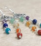 Chakra semi precious gemstone bead and lotus flower earrings - Image 1