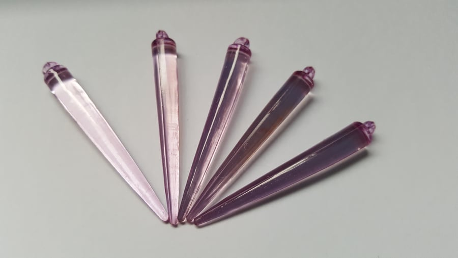 15 x Acrylic Spike Pendant Drops - 52mm - Lilac 
