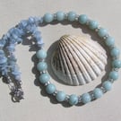 Aquamarine Crystal Gemstone Beaded Statement Necklace "Angels Wishes"