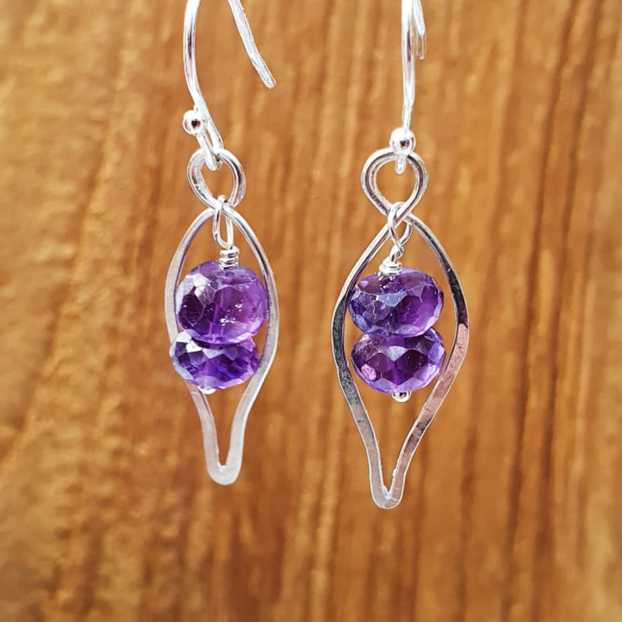 Sterling Silver and Amethyst Arum Lily Earrings