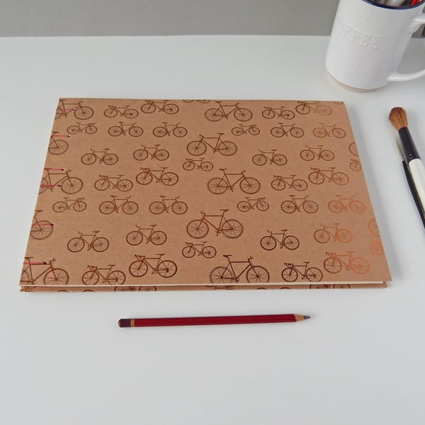 Bicycles Sketchbook, A4 Large, Landscape. Gifts for Artists. Cycling Gifts