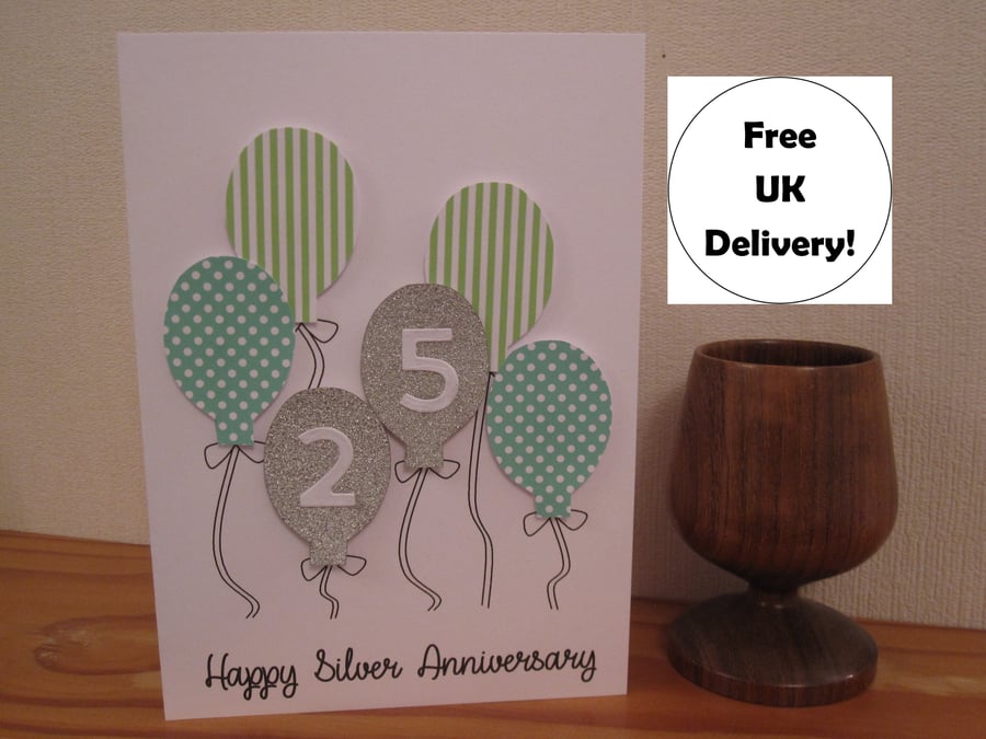 Special Anniversary Balloons Card - Golden, Sapphire, Ruby, Pearl, Silver