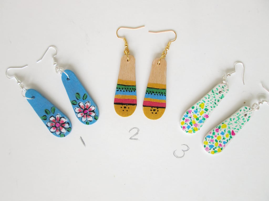 Handpainted wooden earrings