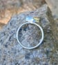 Olive Yellow Glass and Hammered Sterling Silver Ring - Size S - 1361 - Image 3