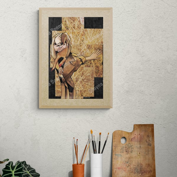 'Get to Grips' print of handmade collage