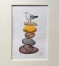 Pebble pile seagull small painting  - Image 4