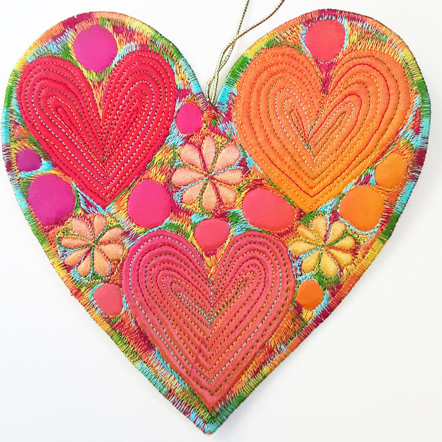 Heart Hanging Decoration with Heart Motifs 