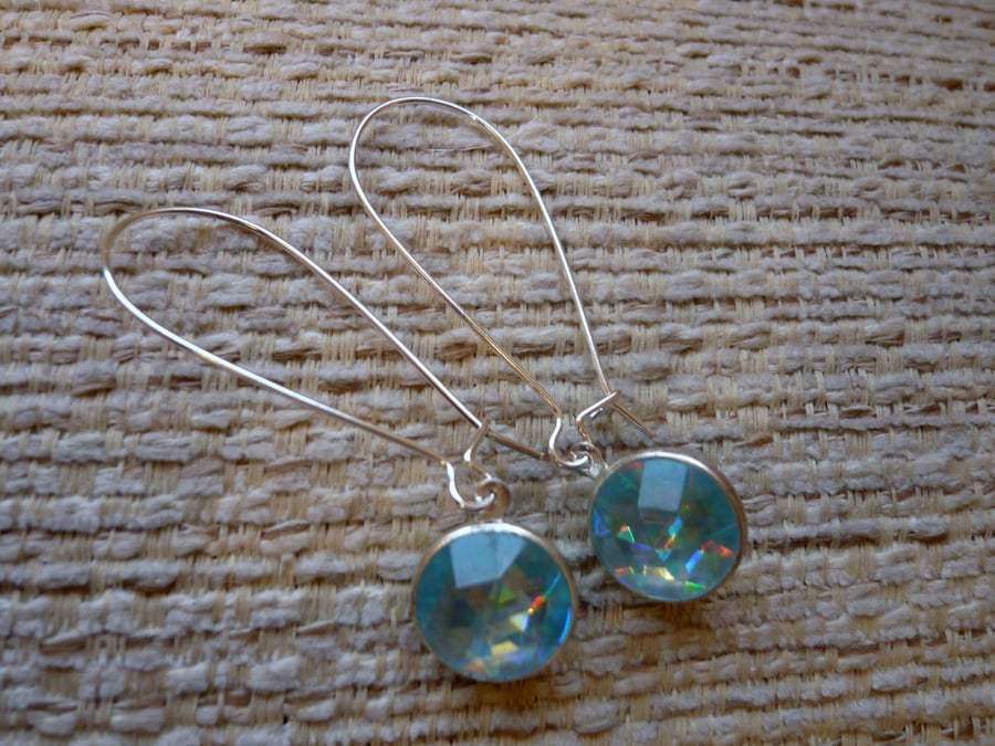 Blue faceted bead earrings
