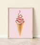 Ice Cream with Raspberry Sauce Art Print - Image 1