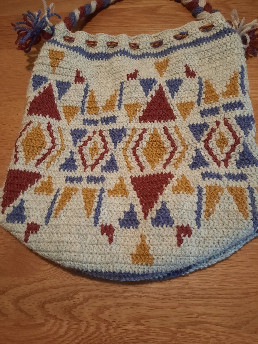 Tapestry crochet, drawstring shoulder bag, bags, gift