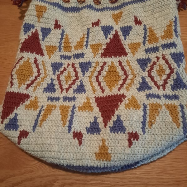 Tapestry crochet, drawstring shoulder bag, bags, gift