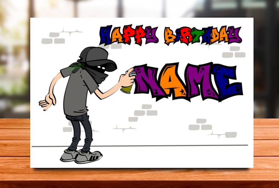 Personalised Graffiti Birthday Card, Urban Art
