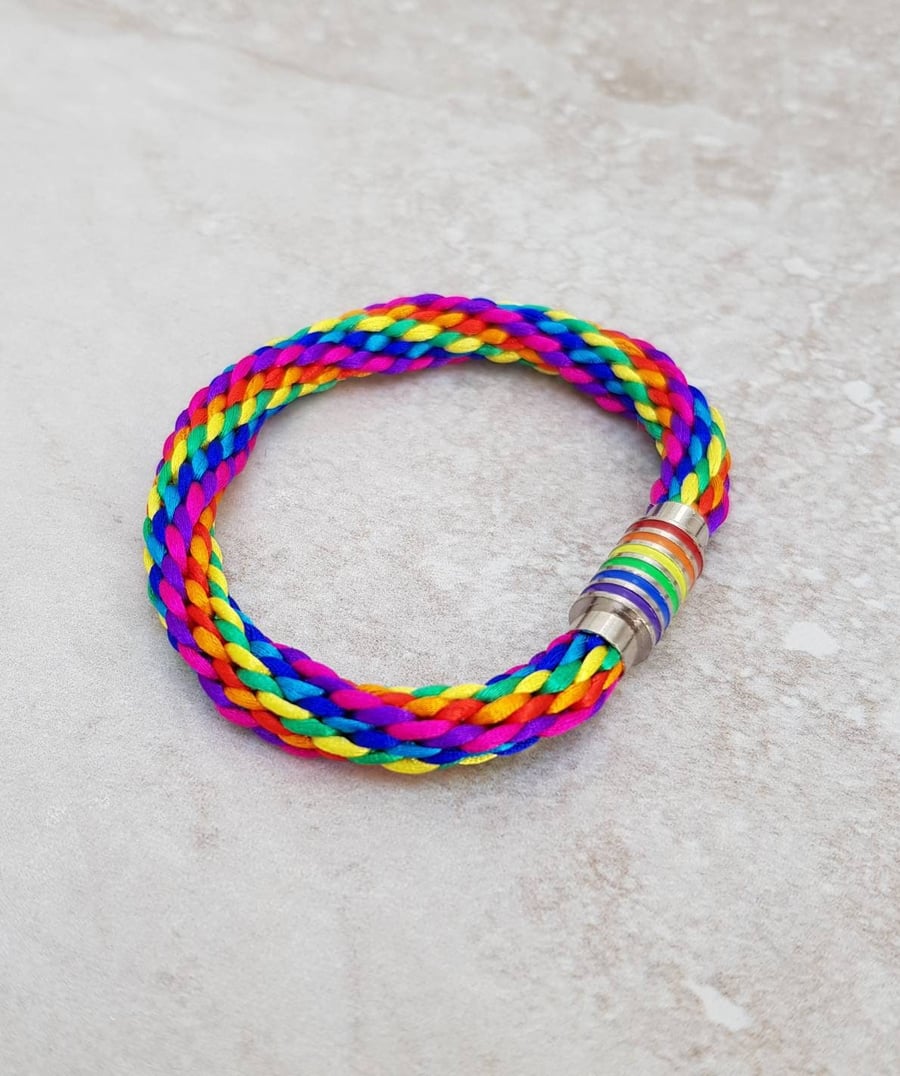 Rainbow Bracelet, Colourful fabric wristband, LGBT gifts