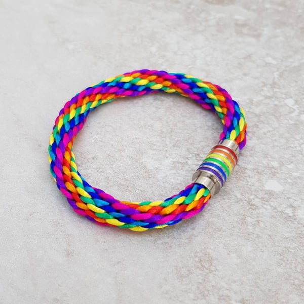 Rainbow Bracelet, Colourful fabric wristband, LGBT gifts