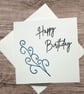 Happy birthday blank card with a sparkling blue scroll.  - Image 1