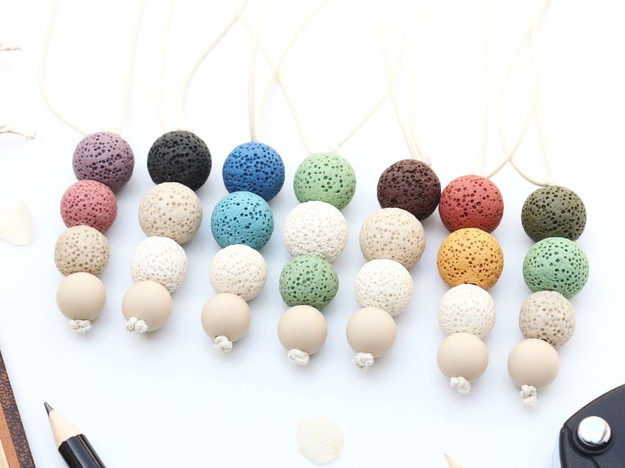 Car Lava Rock Oil Diffuser - Car Air Freshener, Natural Aromatherapy Oil 