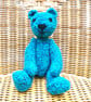 Handmade 8" Turquoise Teal Teddy Bear knitted in 100% Wool