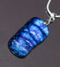 Rectangular Blue and Black Dichroic Glass Pendant - 1185 - Image 7
