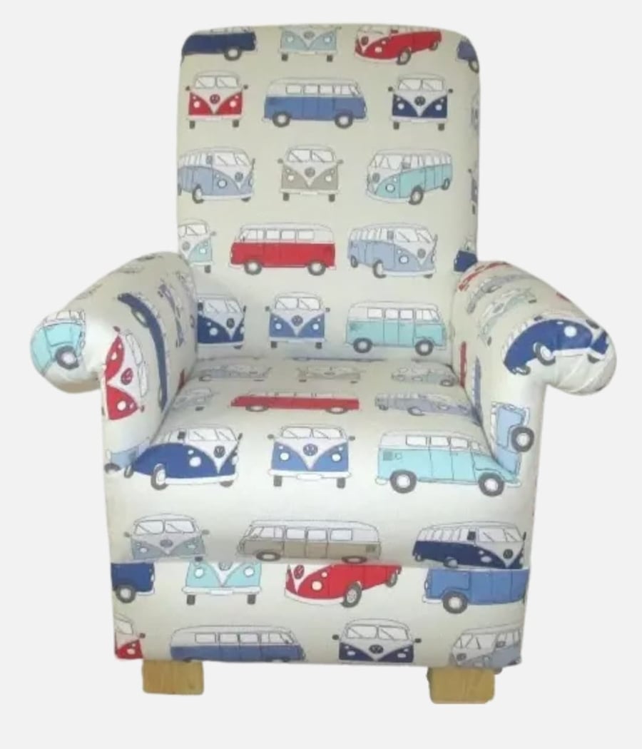 Child's Chair Fryetts Campervan Blue Fabric Kid's Armchair VW Vans Volkswagen 