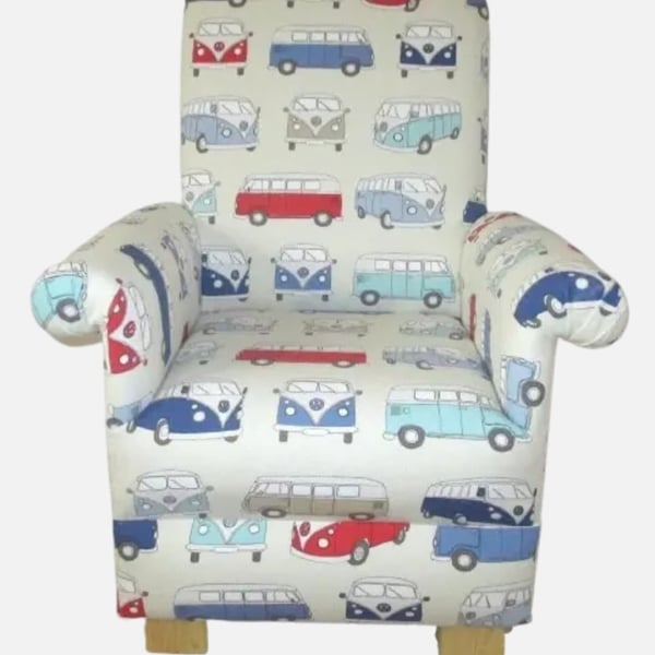 Child's Chair Fryetts Campervan Blue Fabric Kid's Armchair VW Vans Volkswagen 