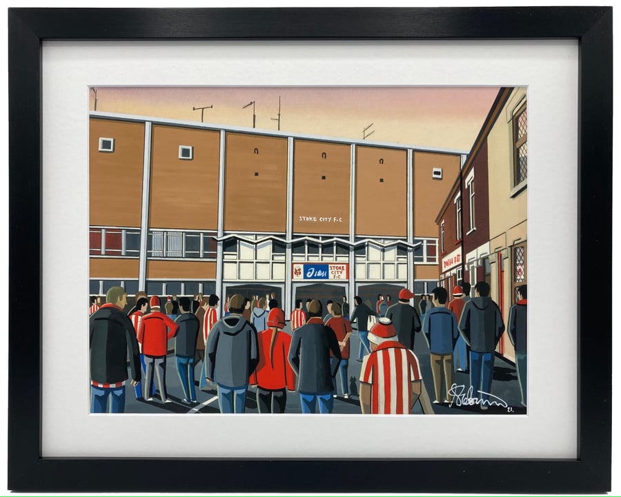 Stoke City F.C, Victoria Ground. Framed, Football Art Print 14" x 11" Frame Size