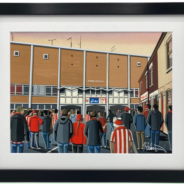 Stoke City F.C, Victoria Ground. Framed, Football Art Print 14" x 11" Frame Size