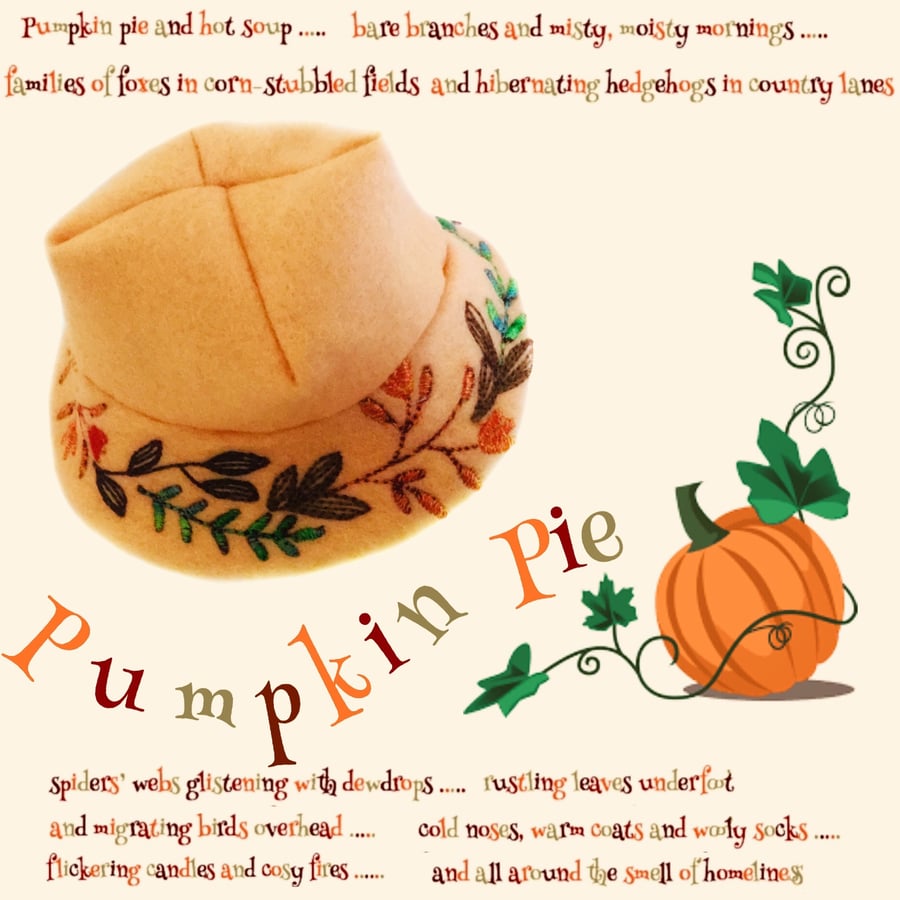 Peach Embroidered Felt Hat