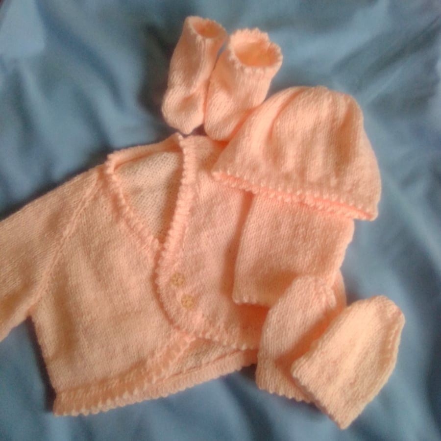Picot Edge Cardigan Set for Baby, Baby Shower Gift, Premature Sizes, Custom Make