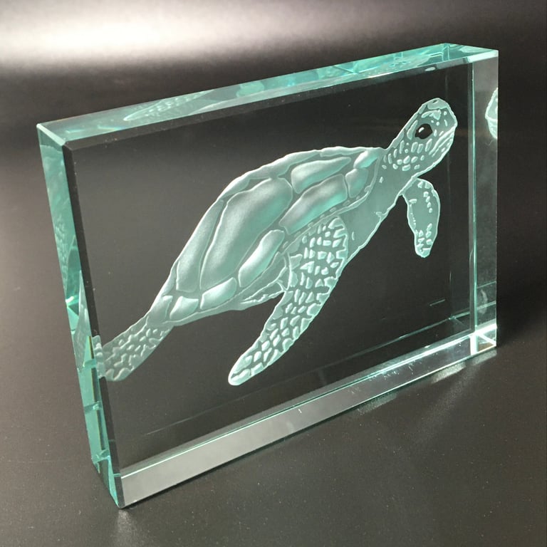 Swimming Turtle Glass Block