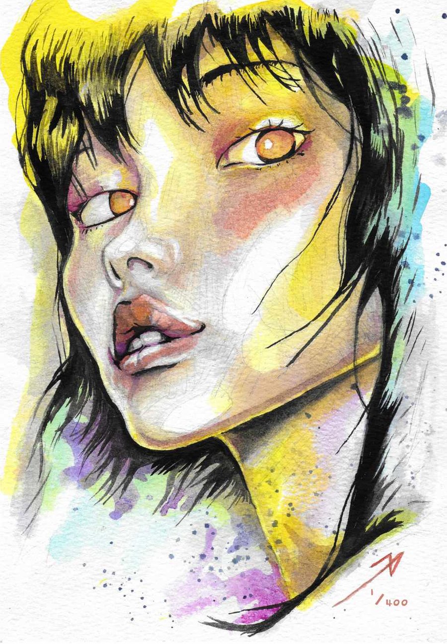 Large Limited Edition Print Watercolour Portrait of Amaterasu.