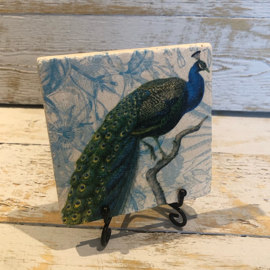 Peacock Natural Stone Coaster