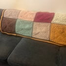 “Young Sheldon crochet blanket or throw for settee, multi-coloured sofa afghan 