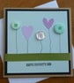 Button Flowers Mother's Day Card - Green and Pink