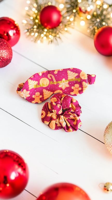 Christmas sleep mask and matching scrunchie