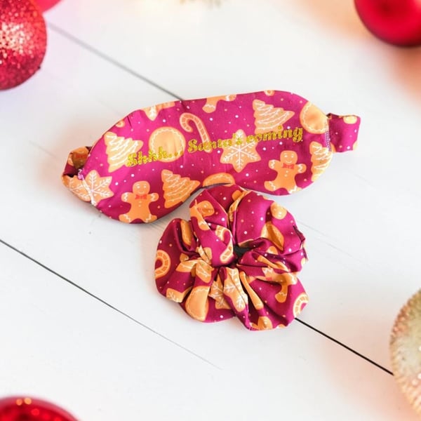 Christmas sleep mask and matching scrunchie