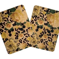 Luxury Cork Placemats . Set of Two Rectangular Yellow Rose & Skin Print.