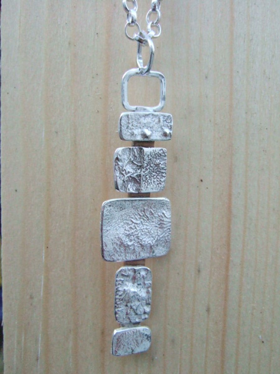Reticulated Sterling Silver and Bronze Pendant