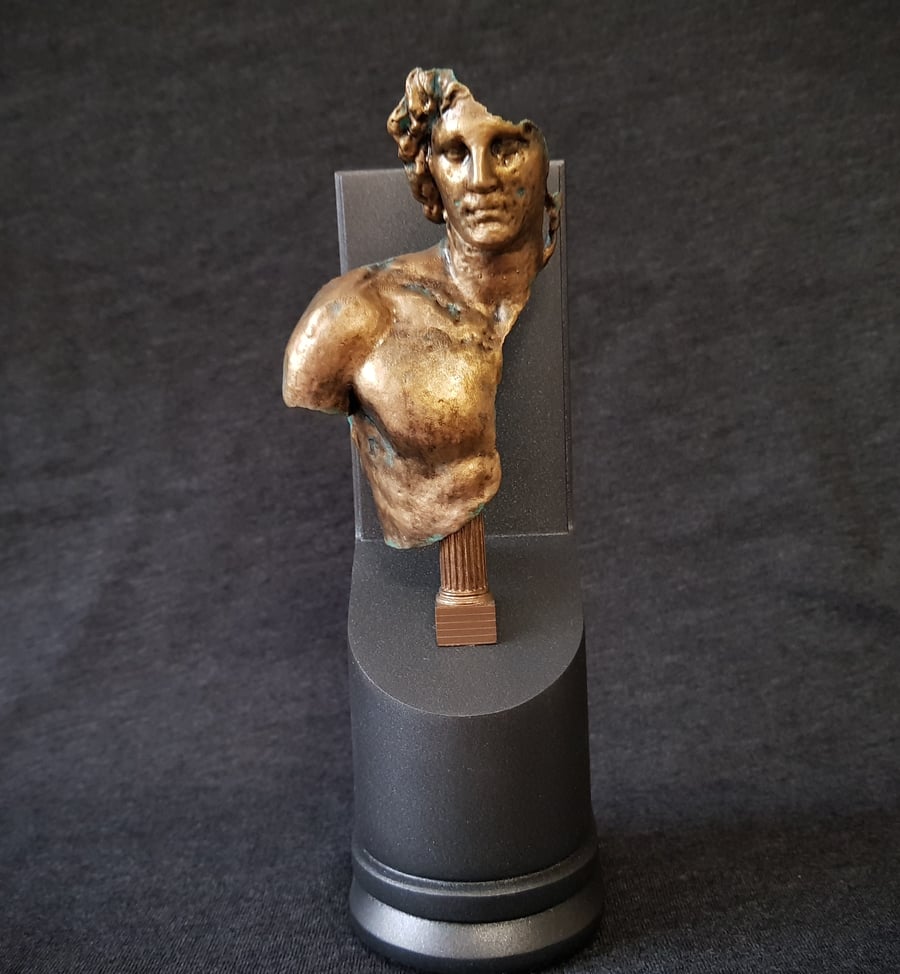 Bust of Alexander the Great, Bronze Finish Sculpture, Ornament, Decorative Home 