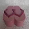 Hand Painted Ceramic Cute Pink Glittery Flip Flop Sandals Jewellery Trinket Box.
