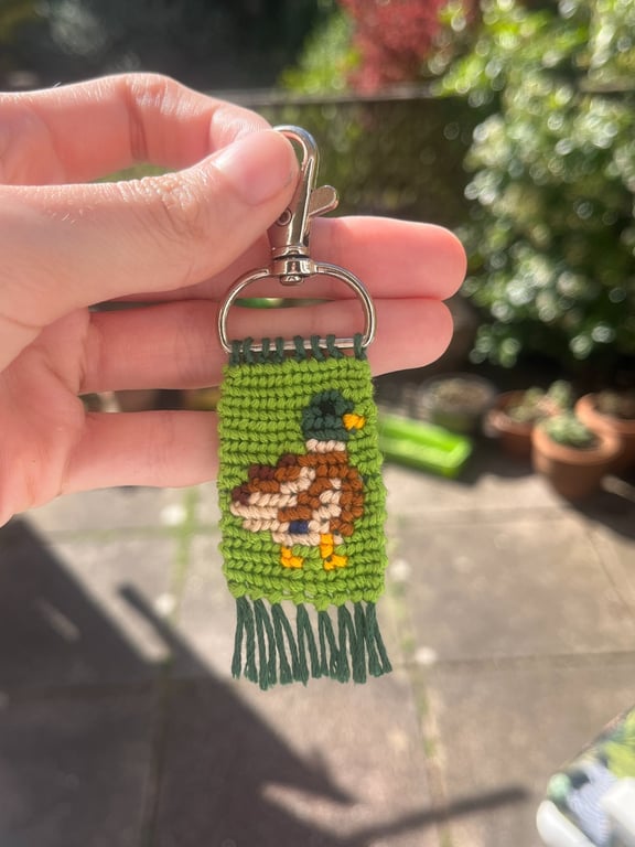 Mallard Duck Woven Keyring with Clasp Hook - Duck Bag Charm Handmade