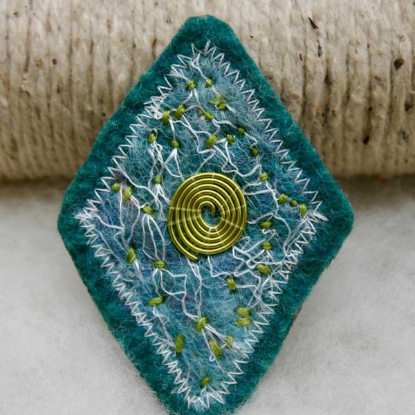 Felted brooch with stitch & wire